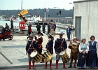 Mittelalterliche Trachtengruppe zur Eröffnung des Kanals am 25.09.1992 in der Schleuse von Hipoltstein, Kanal-km 99. : Trachtengruppe
